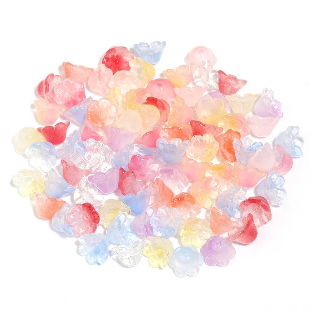 50pcs/lot Lily of The Valley Flower Shape Glass Beads Colorful Lampwork Beads For DIY Crafts Jewelry Making Accessories