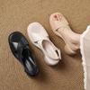 New Solid Color Roman Sandals Summer Women's High-heeled Sandals Casual Buckle Platform Non-slip Sandals Round Head Square Heel
