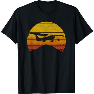 172 Skyhawk Mountain Sunrise Private Pilot Aeroplane Vintage T-Shirt
