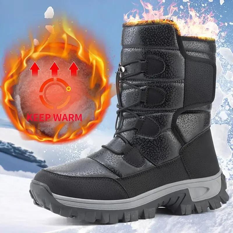 Winter Boot Men's High-top Waterproof Ankle Boots Men Thick Plus Warm Large Size Snow Hiking Boots Outdoor Cotton Shoes Sneakers