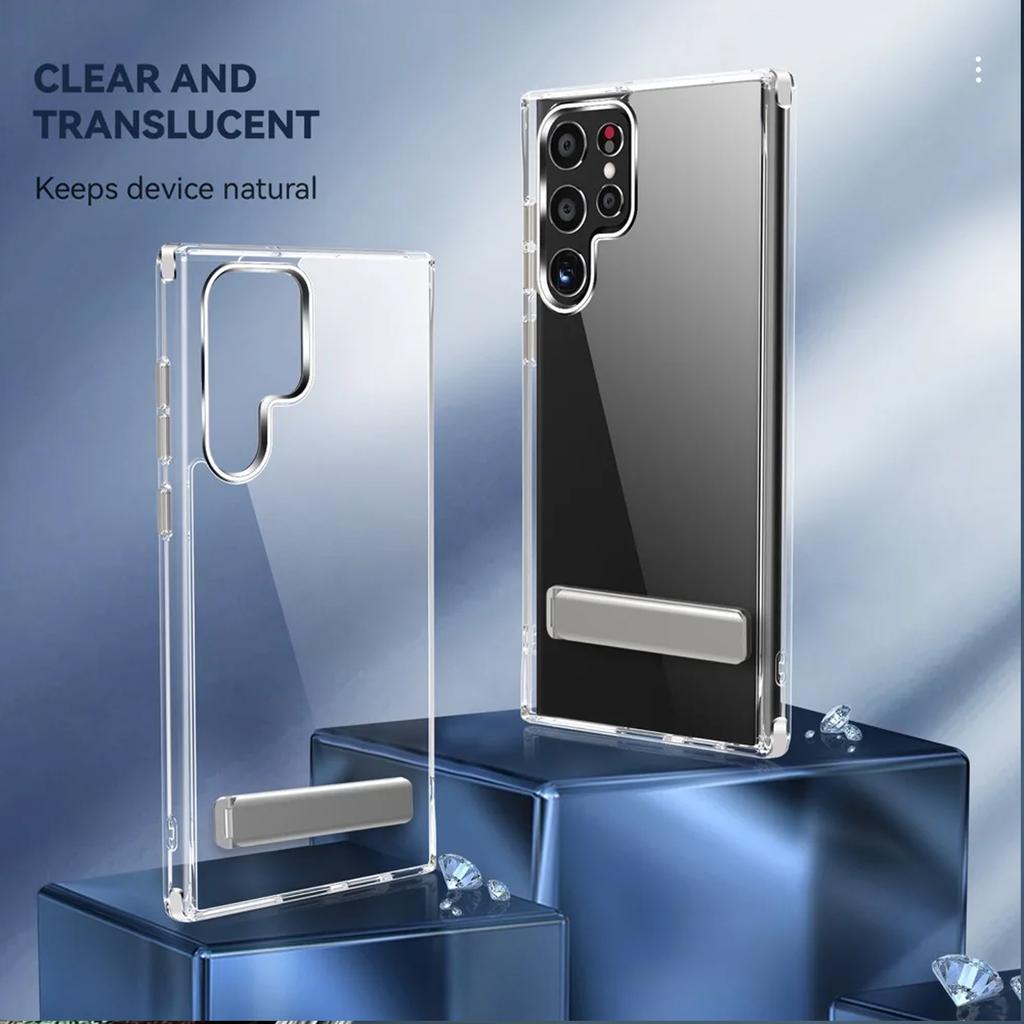UYUXIO Clear Mobile Phone Stand Case for Samsung Galaxy S26 S25 S24 S23 Ultra Plus 22 Cases with Kickstand Cover with Holder