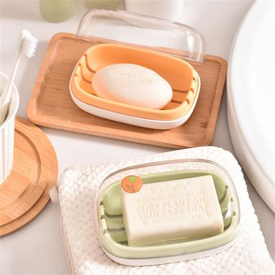 Doppelt mit Deckel Entwässerung Klappseifendose Multifunktionales Seifenaufbewahrungsetui Tragbarer Reise-Seifenständer Heim Badezimmer Organizer Regal