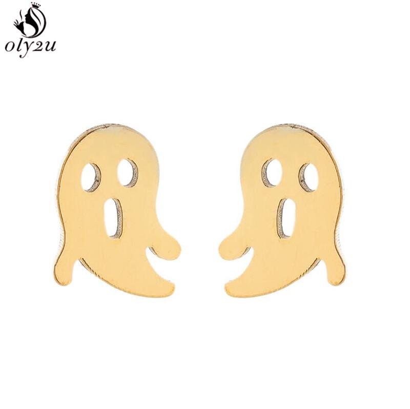 Funny Stainless Steel Gingerbread Man Earring Cartoon Ghost Ear Jewelry Girls Delicate Mermaid Fairy Earrings Gifts Accessories