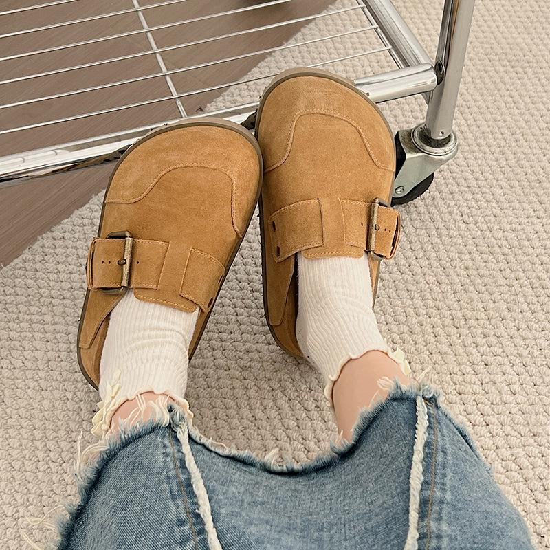 New bag head thick-soled slippers women's retro outer wear one pedal and half drag