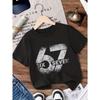 Kids 6 7 Print T-Shirt Short Sleeve Round Neck Casual Top Tees Summer Comfortable Fashion Girl and Boy Clothing