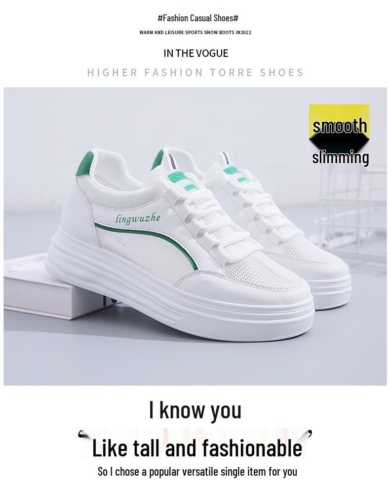 1752 Damen Weiße Sommer-Sneakers, Vielseitiger Dicksohlen-Hot-Style 2022 mit Mesh-Design zur Innenhöherlegung