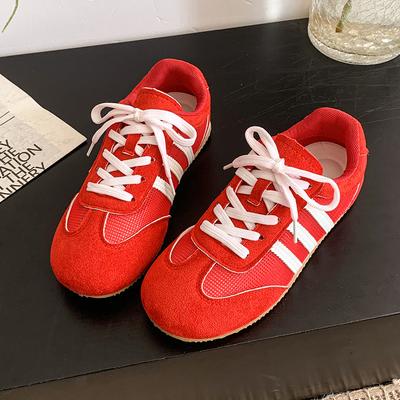 Weichsohlige leichte deutsche Trainingsschuhe Damen 2025 neu Frühling vielseitig Retro Schnürschuhe Forrest Gump Schuhe atmungsaktive kleine weiße Schuhe