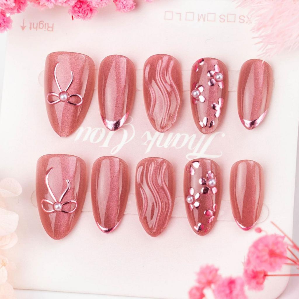 24Pcs Almond Press On Nails Rainbow Smudge Design With Star Moon Full Cover Fake Nail Tips Sweet