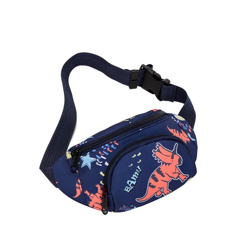 Stylish Children's Canvas Crossbody Bag With Adorable Cartoon Dinosaur Design