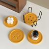 6-Piece Original Colorful Button Coaster Set with Cross-Shaped Iron Rack Coaster Holder Dopamine Round Wooden Coasters Exquisite Coffee Cup Holders