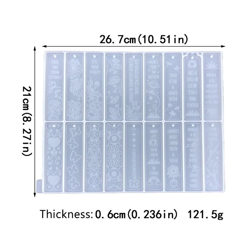 Rechteckige Blumen Lesezeichen Silikonform Gießform Bastelanhänger Harz Epoxid DIY Vollseitige Lesezeichenform für DIY-Fans