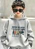 Fall/Winter Retro Fishing Bait Pattern "See You Later" Children's Hooded Sweatshirt Loose and Comfortable Warm Hooded Shirt
