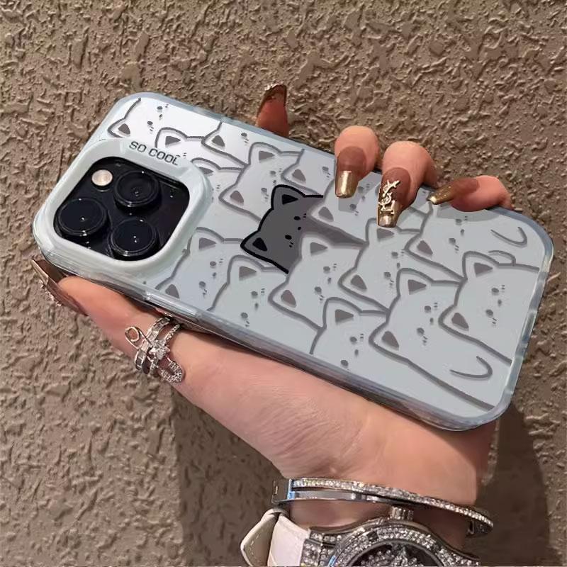 Süße Cartoon-Tier-Graffiti-Bär-Handyhülle für Samsung Galaxy S22 S23 S24 Ultra S25 S20 Plus S21 FE Linsenschutz Vergoldete Hülle