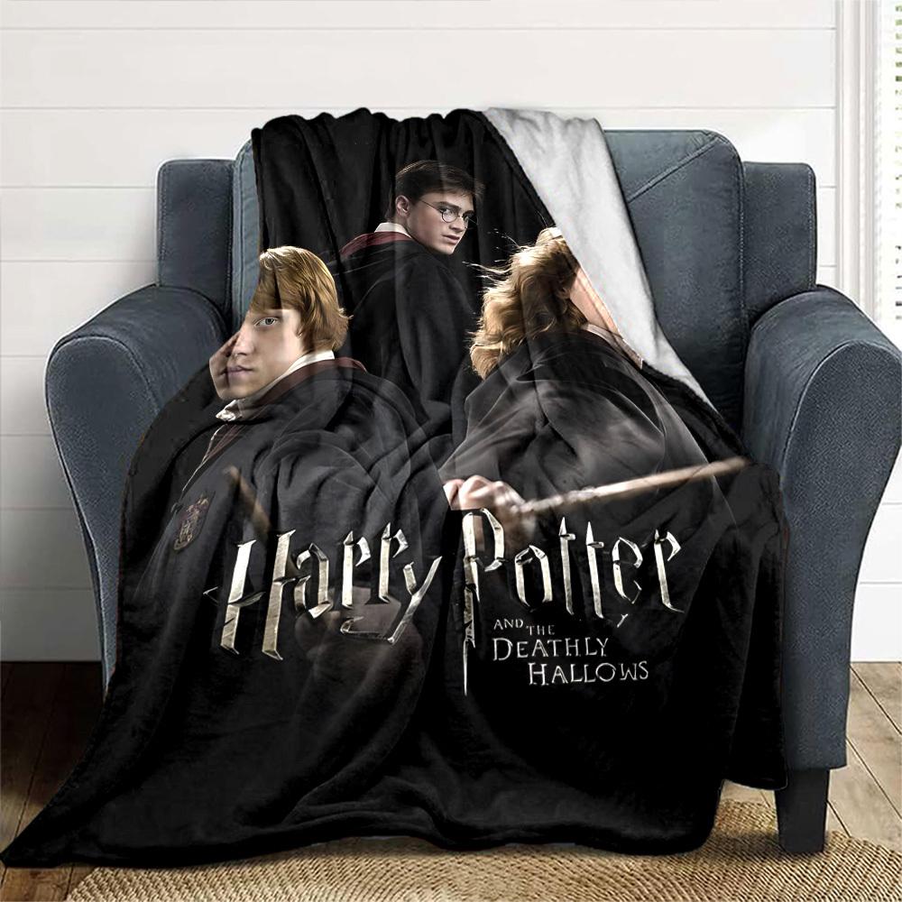 1pc Harry Potter Deathly Hallows Flannel Blanket Soft Warm Throw for Home, Office, Travel, All-Season Cozy Bedding GiftL1250