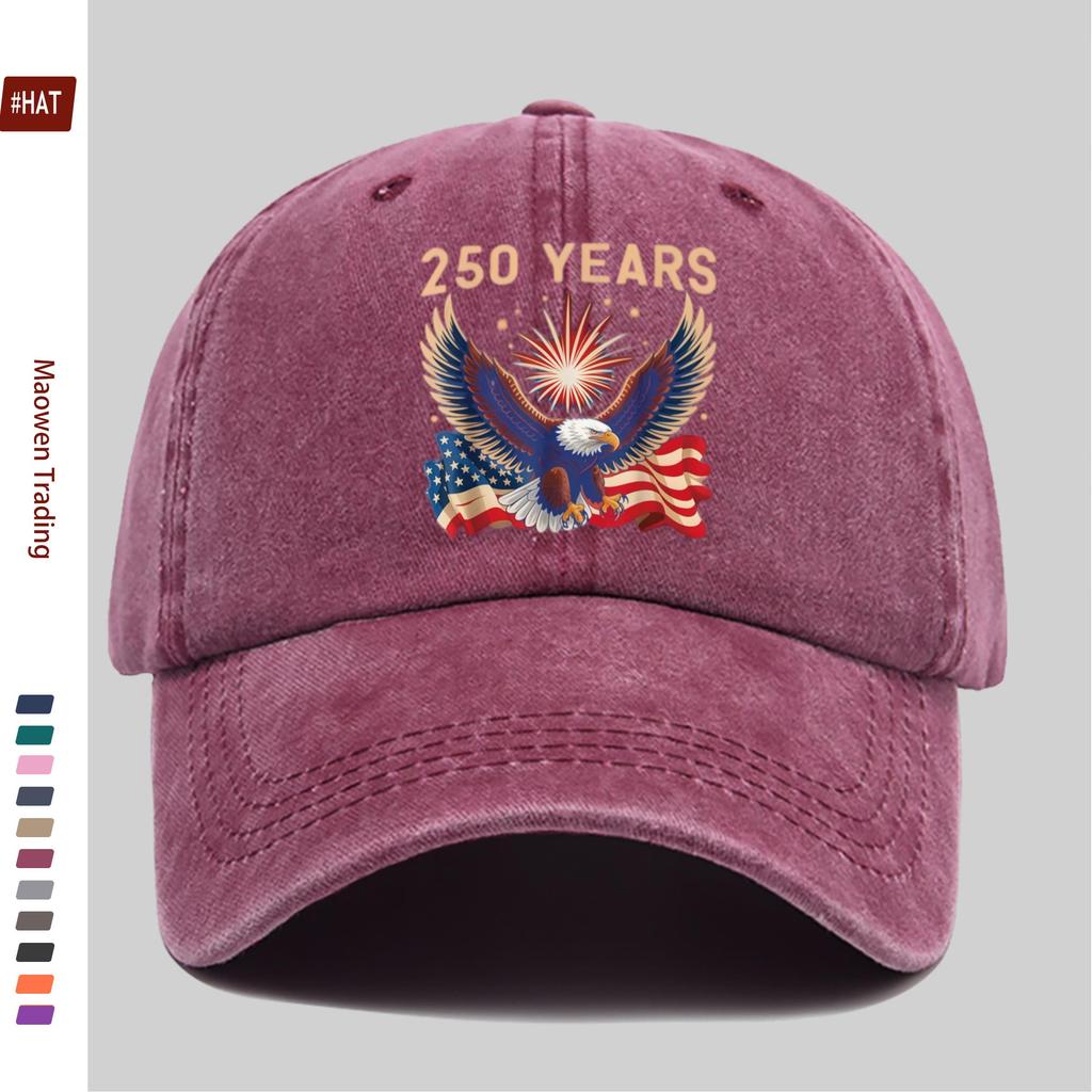 Pc Th Anniversary () Patriotic Theme Print Baseball Cap with Bald Eagle and American Flag Pattern Comfortable Ligh