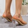 Mode Elegant Transparent High Heel Sandalen Damen Sommer Mode Knöchelriemen Party Kleidschuhe Frau Dick Absatz Klar Pvc Sandalen