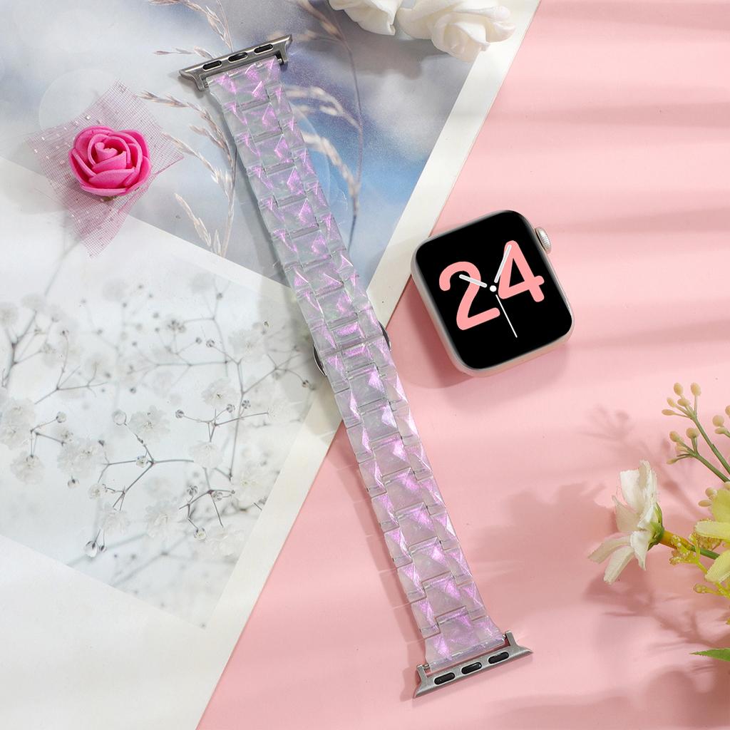 Transparent Laser Strap for Apple Watch Band 44mm 45 42 40 38 41 49mm Glacier Strap Wristband for iWatch Series 9 8 SE 7 6 5 4 3