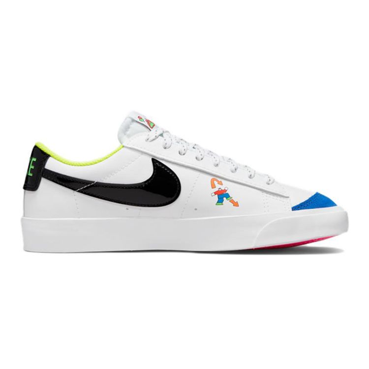 Nike Blazer Low 77 GS White Multi Kids Sneakers Black Signal-Blue DV1747-101