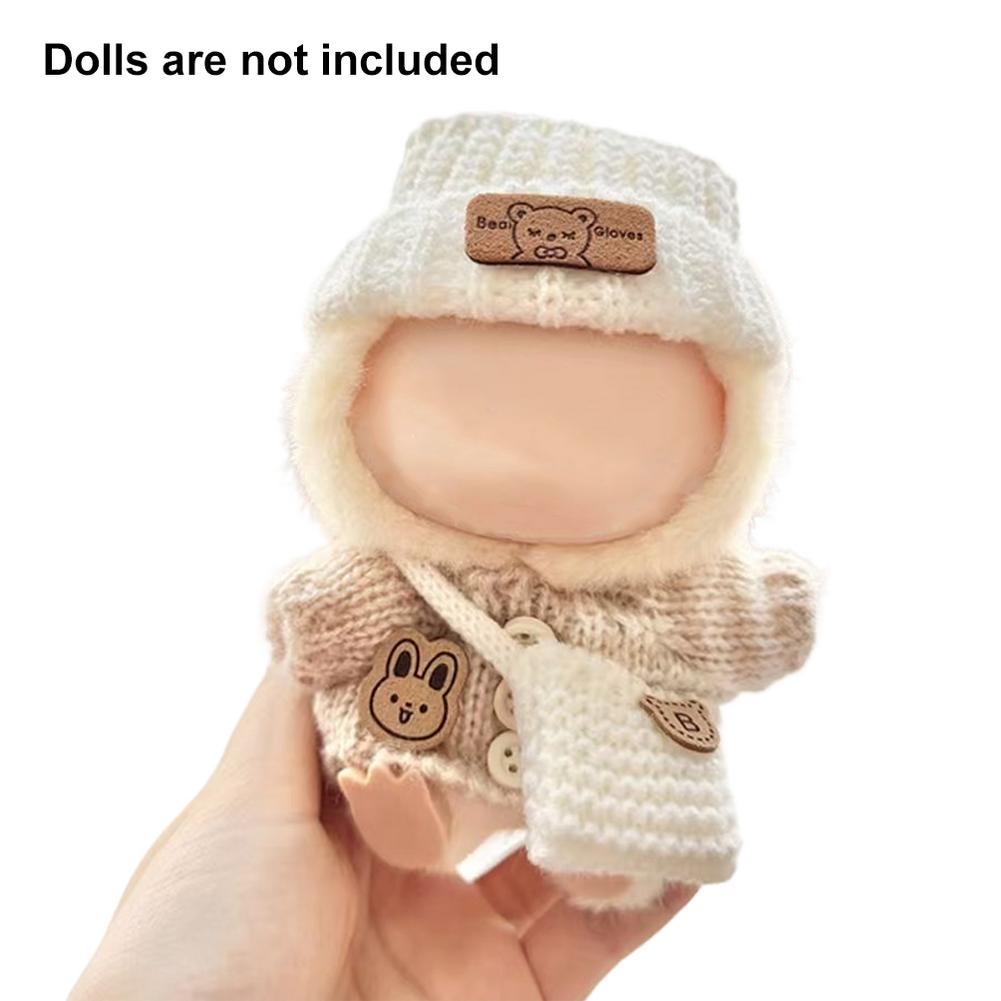 

17см Одежда для куклы для медведя Лабубу Шапка с этикеткой Свитер Разные стили подарочных аксессуаров Костюм для куклы L8P5 Gray-3pcs