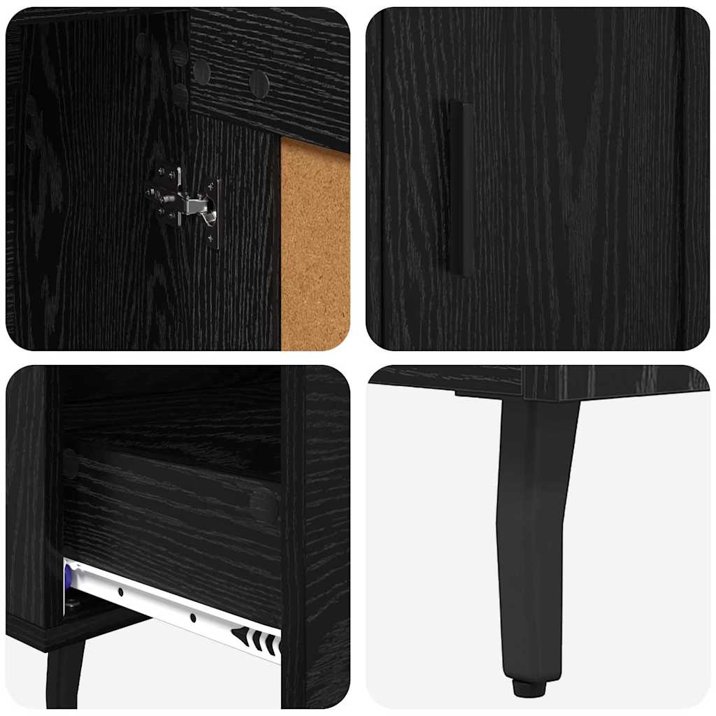 Highboard In Black Oak Look 69.5 X 31 X 115 Cm Particleboard
