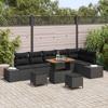 Garden Sofa Set with Cushions 9 pcs Black Poly Rattan