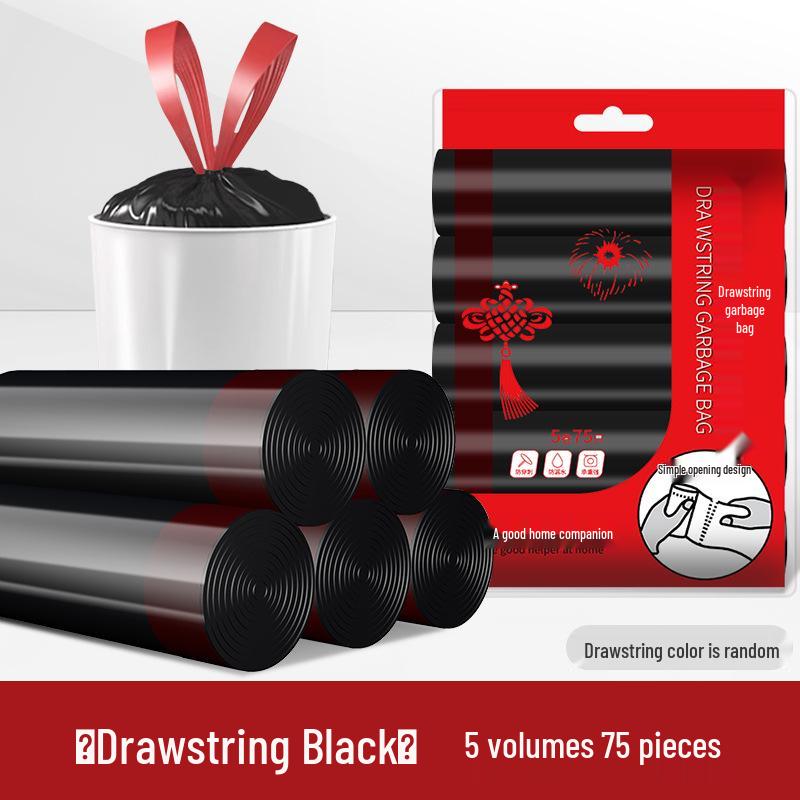 Durable Large Drawstring Trash Bags for Kitchen, Living Room & Office - Tear-Resistant, Thick, Hand-Held Plastic