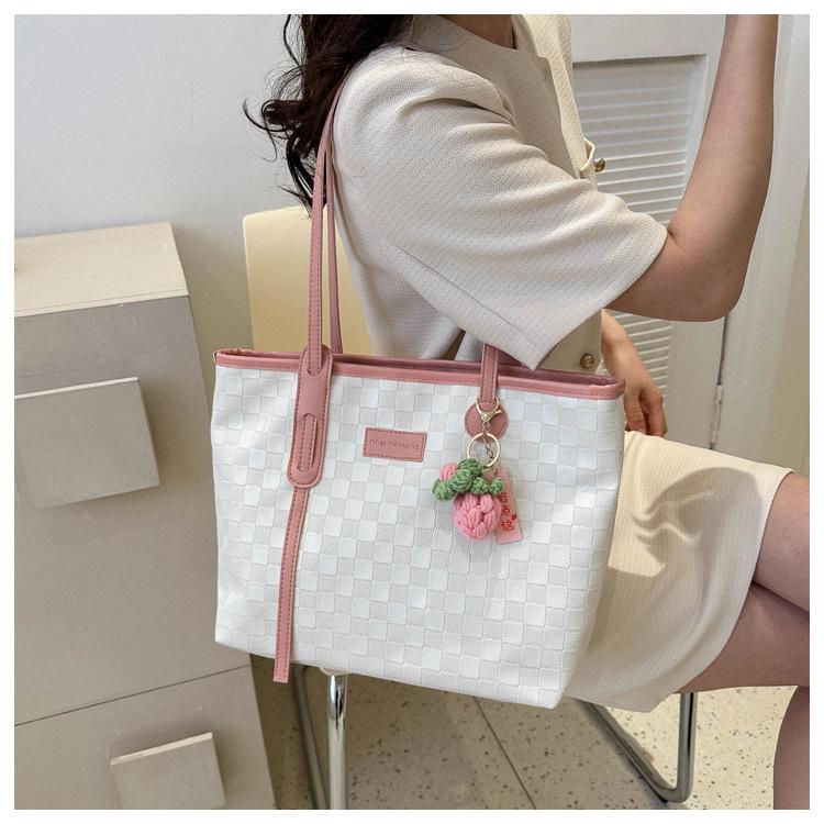 

Women s Large Capacity Plaid Tote Bag 2025 - New Fashionable Shoulder Handbag One Size