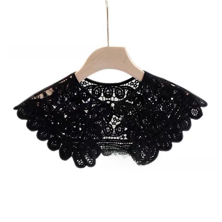 Cotton Vintage Lace Crochet Small Shawl With Floral Pattern For Women Summer Fashion