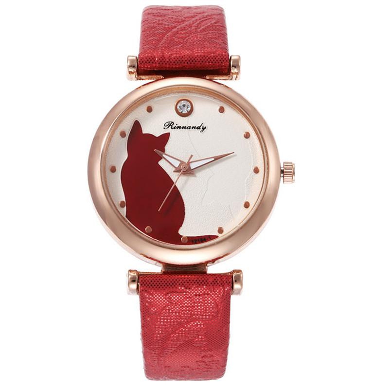 Cute Cat Pattern Quartz Watch Kids Students Wristwatch