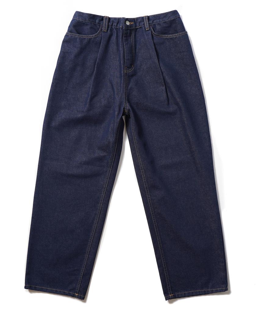 GAKKAI UNIONS Single-Pleat Wide Elastic Denim Pants Indigo