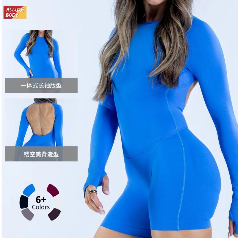 Womens Quick Dry Tight Yoga Jumpsuit Butt Lifter Gym Cycling Fitness Activewear