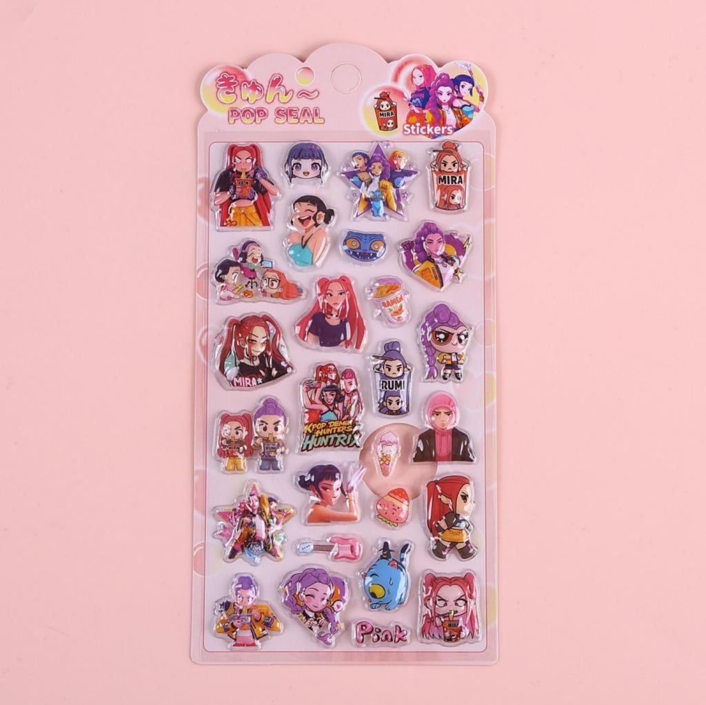 KPOP Demon Hunters Group 3D Embossed Cute Cartoon Stickers Self Adhesive Creative Decorative Supplies for DIY Children's gifts
