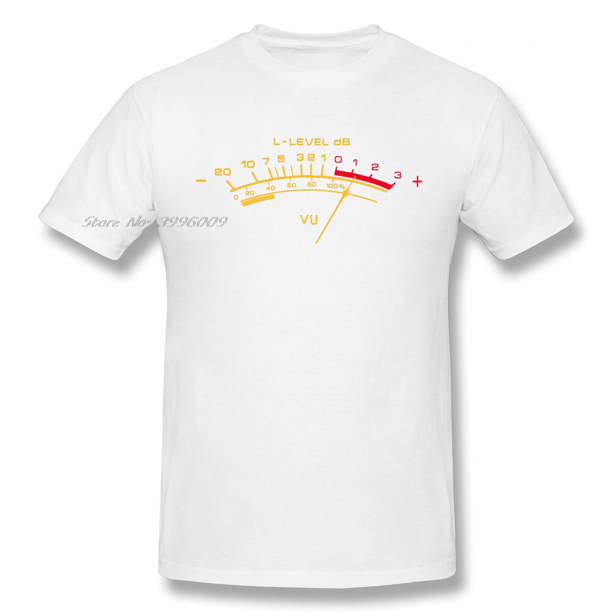 HerSight katoen VU Meter Vintage Analoog T-shirt Mannen/Vrouwen Hoge Kwaliteit Katoen Zomer T-shirt Korte Mouw Grafisch T-shirt Merken Tee Top Cadeau L wit