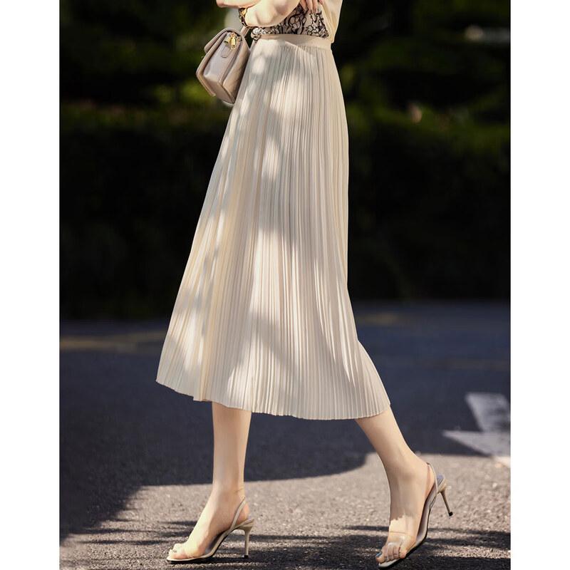 XWI Women s Elegant High-Waist Pleated Midi Skirt 2XL грязно-белый
