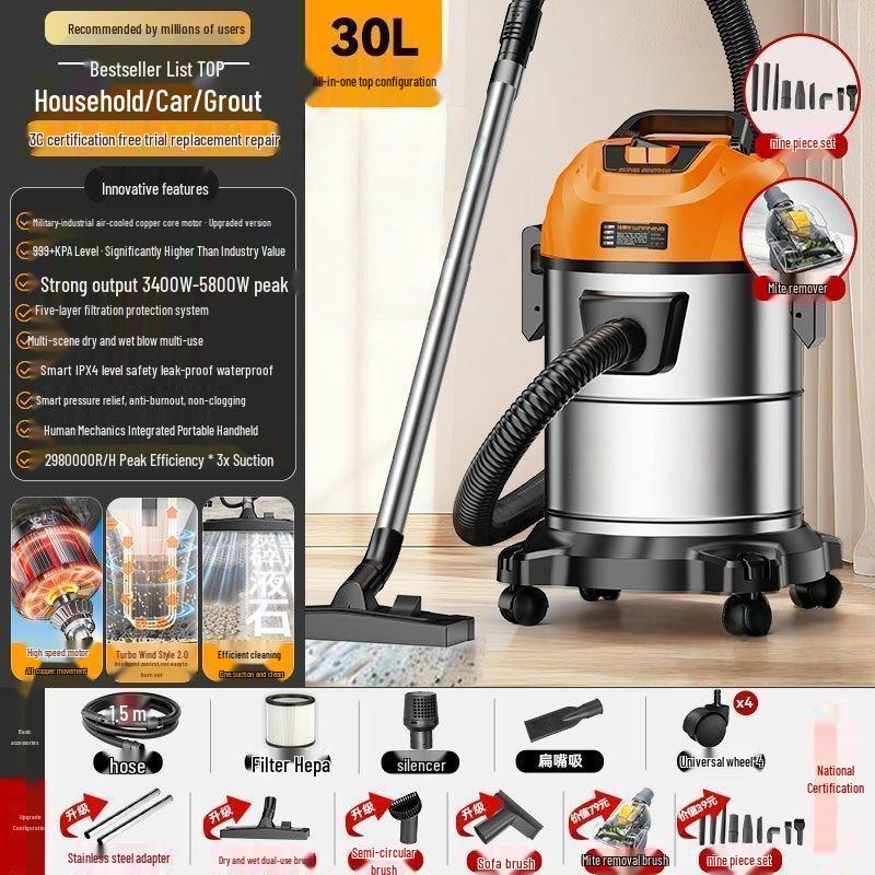 High-Power Home & Car Vacuum: Industrial Suction for Floors, Carpets, Renovations, and Grouting