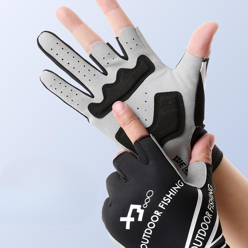 Sun Protection Fishing Gloves Sun Protection Men and Women Outdoor Sports Gloves Exposed Three Finger Ice Silk Fitness Cycling Fishing Gloves·