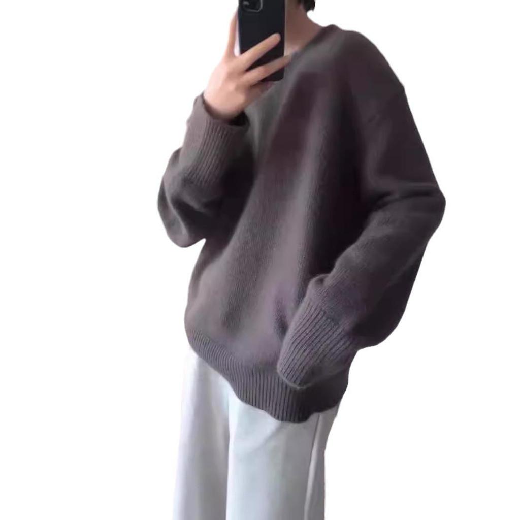 Women's High Collar Wool & Cashmere Sweater - Loose, Thick, Knit, Lazy Style for Autumn/Winter