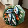1PC fishes flowers Automatic Open/Close Umbrella with Windproof, 8-Rib Sturdy Canopy, Durable Ribs, Fashionable Design, Outdoor Accessory, Fun Prin, H