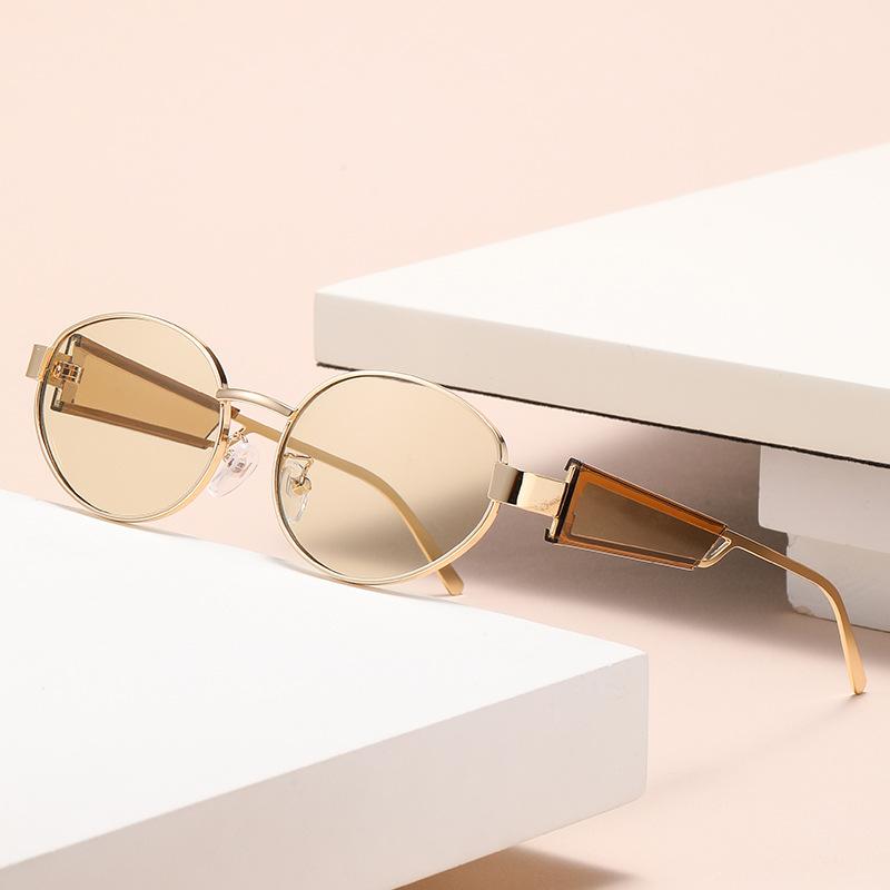 New Oval Metal-framed Sunglasses Are Fashionable, Fresh And Uv-resistant, Unisex Glasses 2426