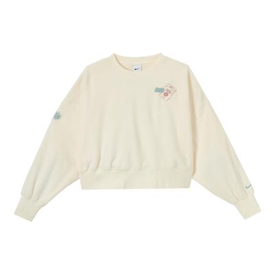 X Naomi Osaka Embroidered Logo Crew Neck Fleece Sweatshirt Women Tops Pale-Ivory FD5505-110