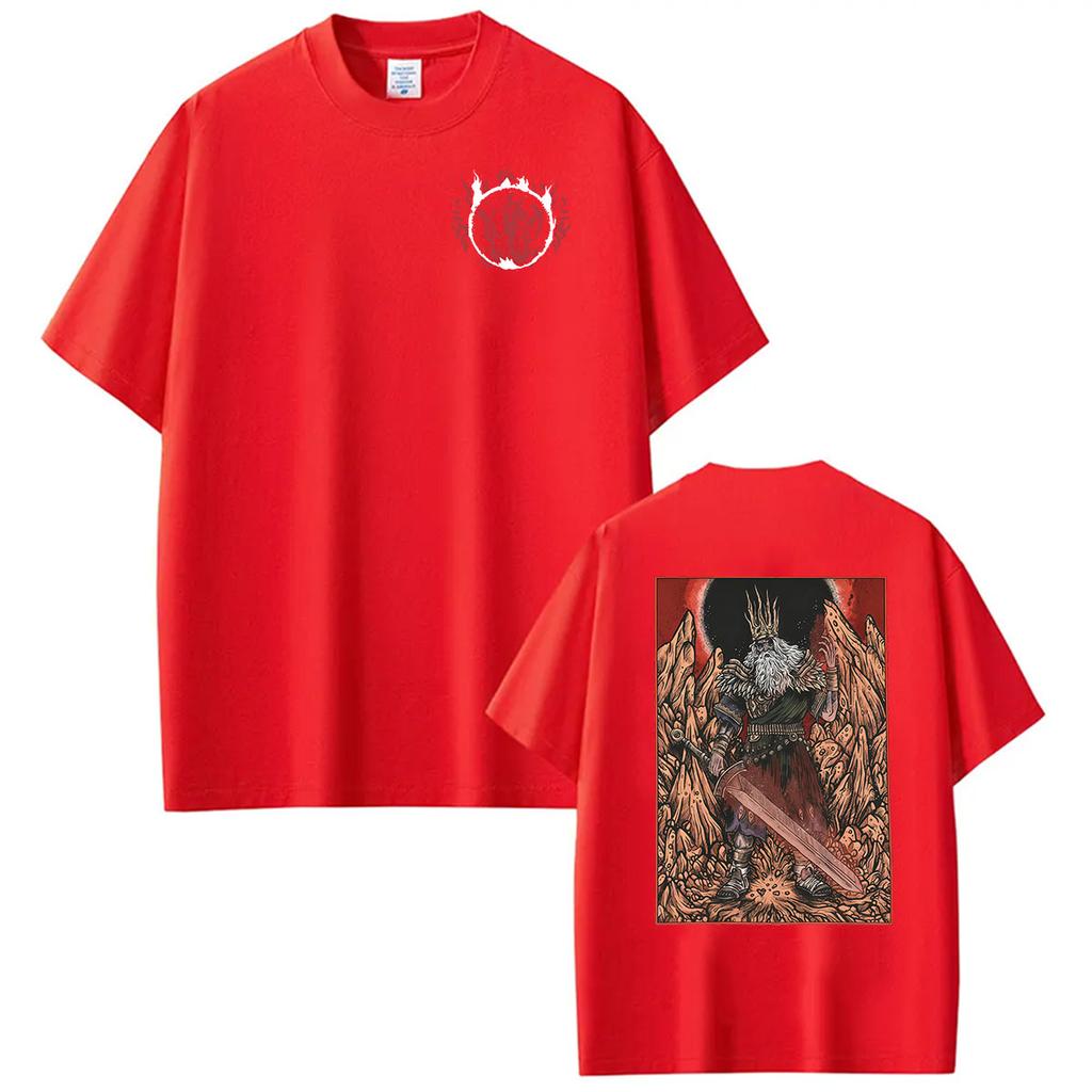 Hot Game Dark Souls Gwyn Lord of Cinder Graphic T Shirts Mens Cosplay Fashion Short Sleeve TShirt Retro Cotton Tees Streetwear