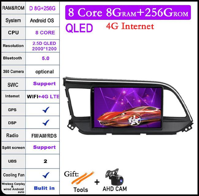 DSP Android 14 For Hyundai Elantra 6 2019 2020 QLED IPS Car Stereo Radio Multimidia Video Player Navigation GPS Carplay