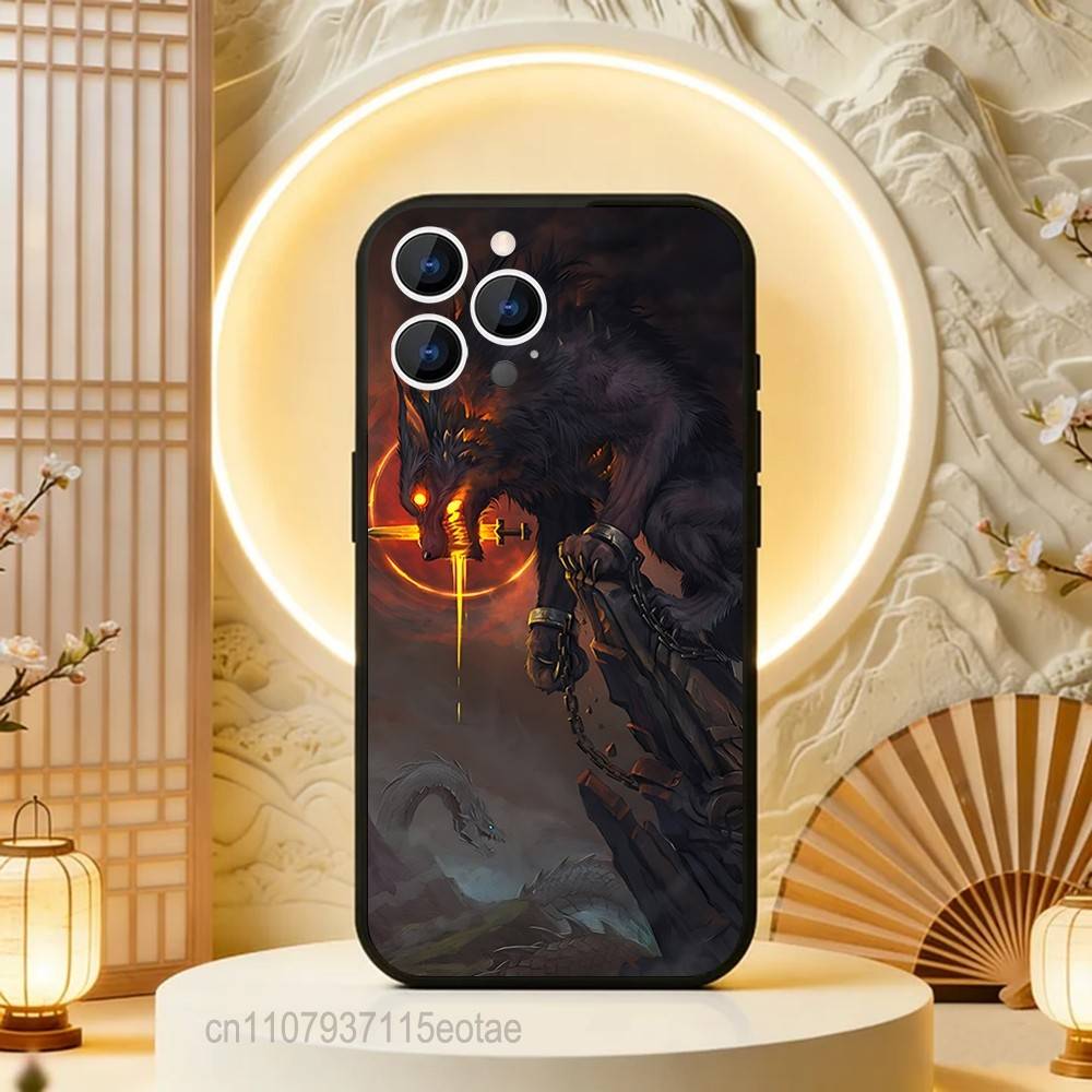Odin AND Fenrir Phone Case Silicone Soft For IPhone 16,17,15,11,13,12,14,Mini,Pro,Max,Plus,Air,E Black