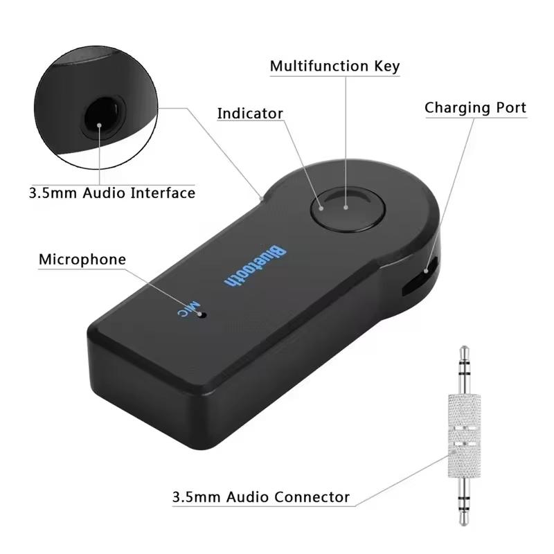 Bluetooth Aux Car Handsfree Kit 3.5mm Wireless Aux To Bluetooth Adaptor Audio Music Receiver Mini MP3 USB BT V3.0 Player New