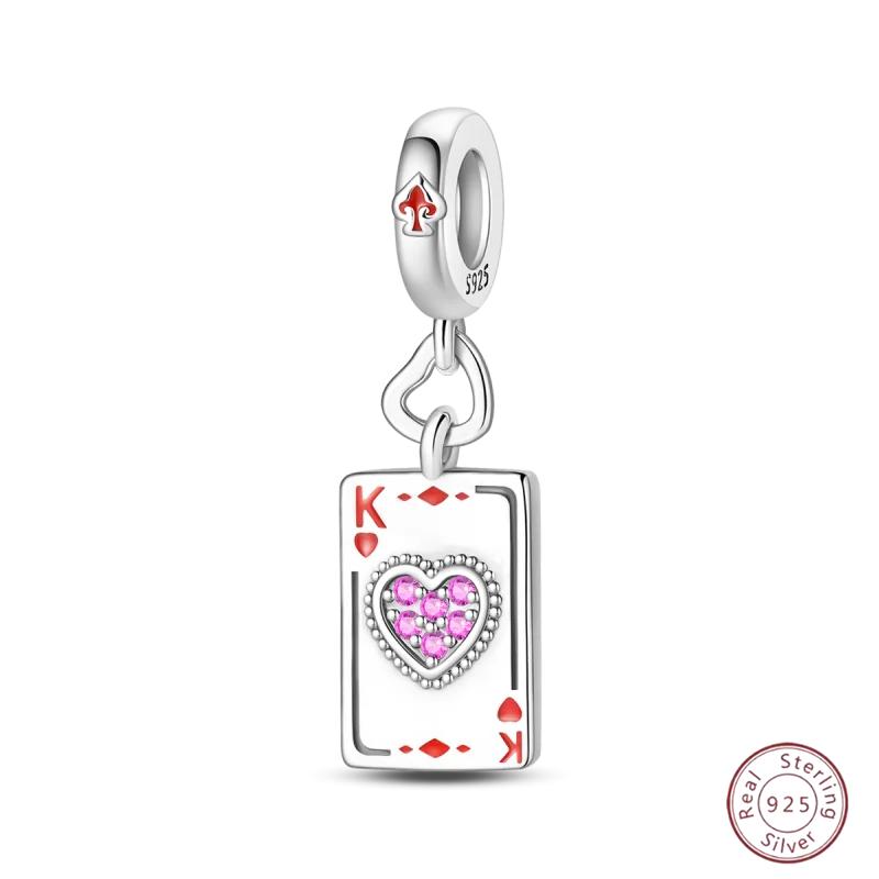 Halloween Anhänger Kupfer Pokerkarte Anhänger Perlen Schwarz Pik 10-A Royal Flush Rot Herz 10-A Anhänger für Armband Damenschmuck