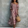 Women's Striped Off-Shoulder Dress for Vacation and Holiday Beach Wear