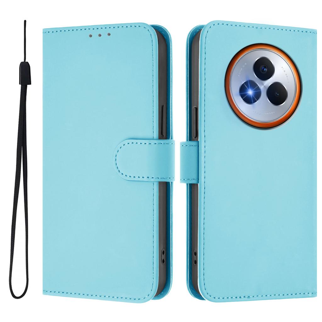 For Realme Narzo 80 Pro 5G Case Solid Color Wallet Leather Phone Cover with Strap