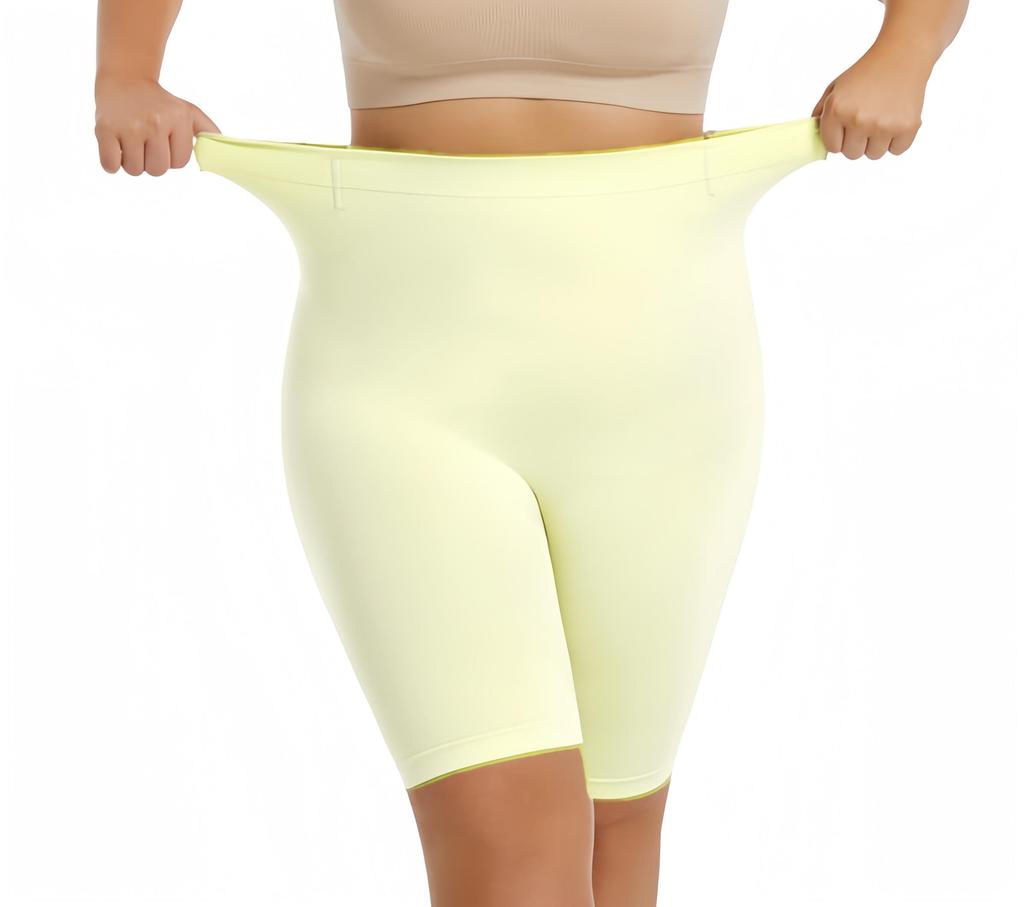 Calcinhas Modeladoras para Coxas para Mulheres Shorts Slip Cintura Alta Controle de Barriga Cinta Sem Costura Modelador de Corpo amarelo claro 1XL-4XL