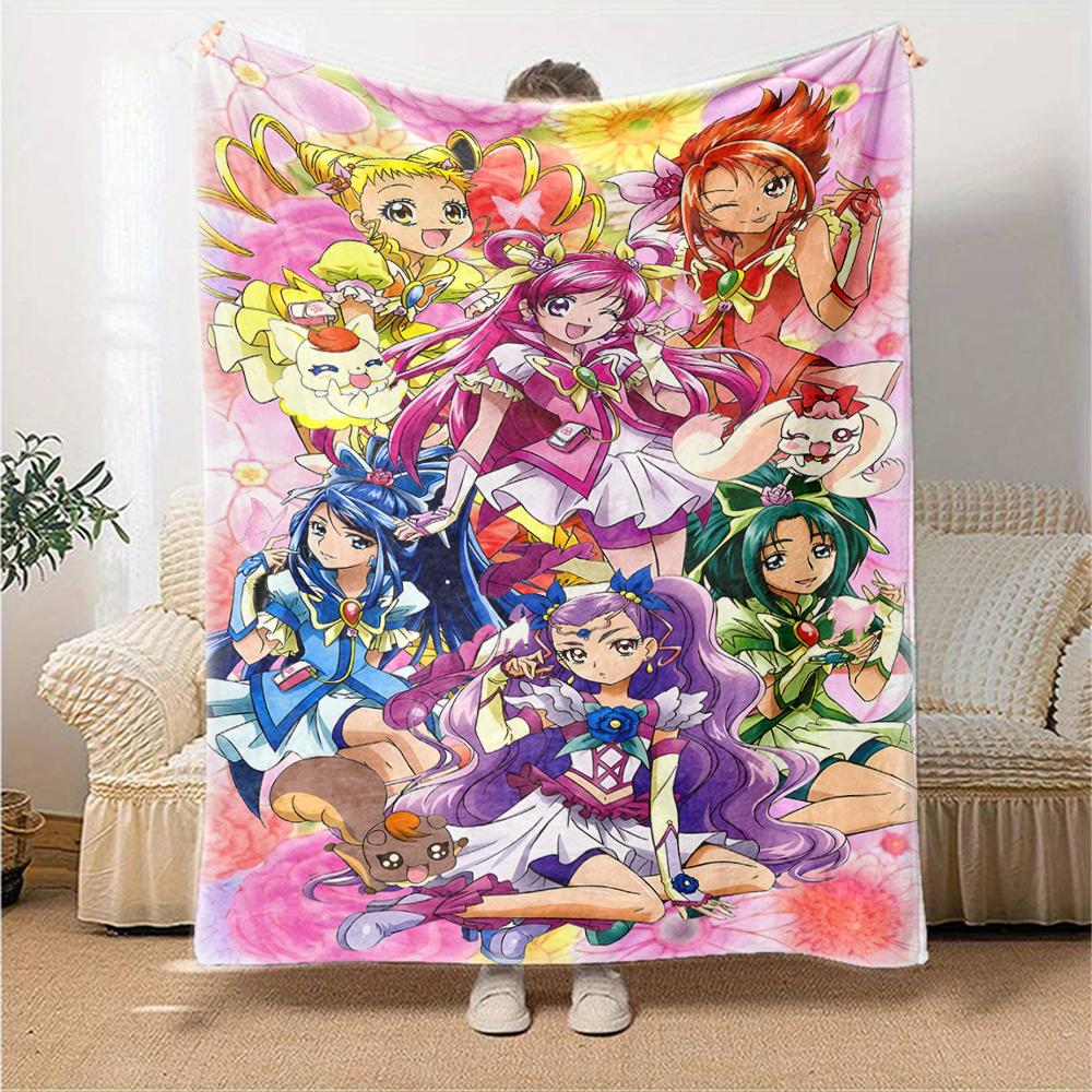 1pc Pretty Cure2 Blanket, Gift, for Men and Women, Soft Blanket, Good for Sofa Bed Couch Travel, Lightweight Flannel Blanket