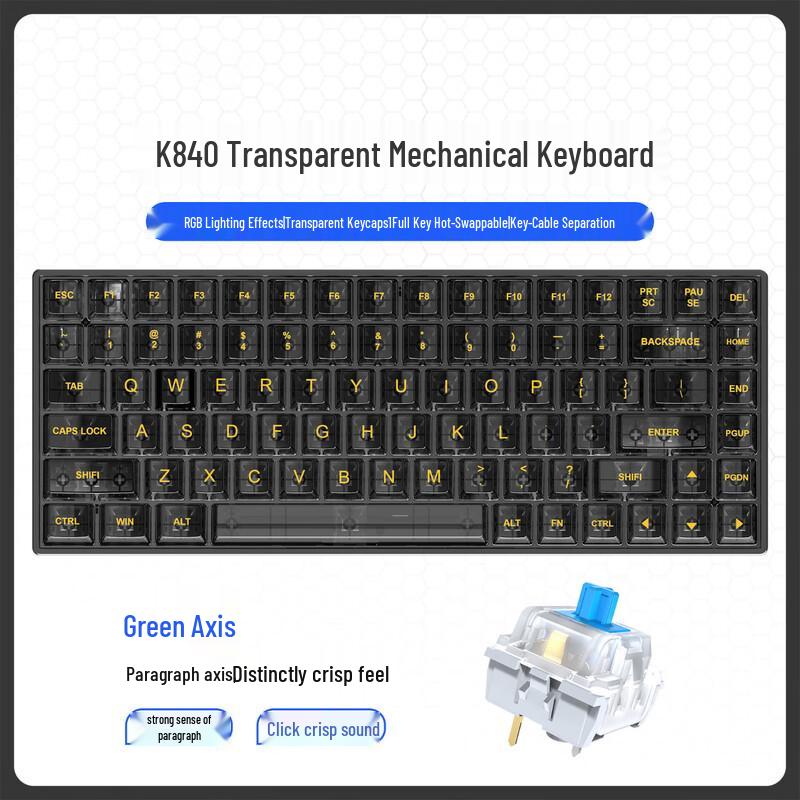 Y-FRUITFUL K840 84-Key RGB Hot-Swappable Mechanical Keyboard